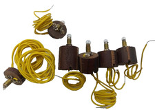 6 uralte Holz Lampenfassungen