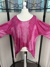 LAGENLOOK Zipfeltunika pink gemustert, ausgefallener Schnitt Gr 54 56 58 60