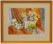 Janet Rawlins  - Aquarell Des 20. Jahrhunderts, Frühlingsblumen.