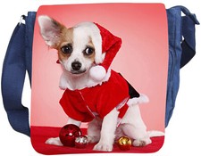 CHIHUAHUA SCHULTERTASCHE Tasche Umhängetasche JEANS Baumwolle Weihnachten CHI 06