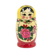 Russische Matroschka Babuschka Holzpuppe gelbes Tuch 5 Puppen 11 cm hoch