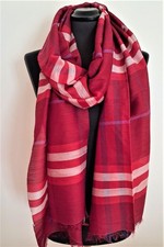Seide-Wolleschal, federleicht; weinrot kariert; 70x240 cm; neu;  TopQualität!