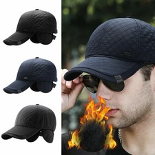 Basecap Baseballcap Schirmmütze Wintercap mit Ohrenklappen Leder Kappe Herren