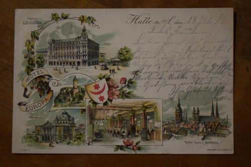 Halle saale litho hotel - ak,