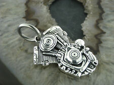 Ketten Anhänger Motorrad Motor Motorcycle Engine V2 Große Öse Pendant Silber 925