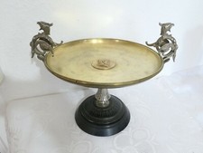 Tafelaufsatz mit Drachen, Zierschale auf Fuß, Bronze auf Granit