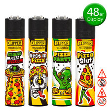 48er Display Clipper Feuerzeug Pizza Alien Ufo Motiv Reibrad Feuerzeuge Gelb 