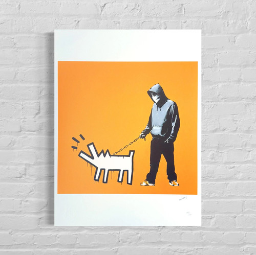 Banksy bellender hund - hund, orange