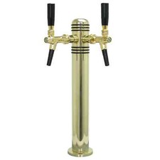 Schanksäule Zapfsäule Bier, 2-leitig, Messing + 2x Kompensatorschankhahn