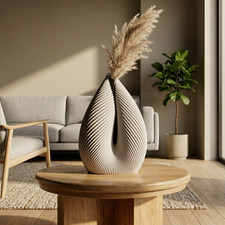 Vase mit holzfasern beige - mit,