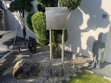 Edelstahl Briefkasten mit Klappe und Zeitungsfach Freistehend