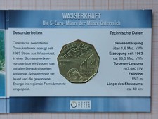 Wasserkraft 5 Euro handgehoben versiegelt im Blister "Aschach" Österreich 2003