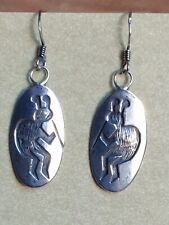 Alte Hopi Overlay Ohrringe/ Hänger Kokopelli, Handarbeit 925% Indianerschmuck