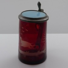 Böhmen Glas Jagd Hund Humpen