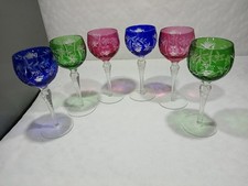 6 Römer Traube Rotweinglas Bleikristall bunter Überfang