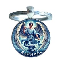 Schlüsselanhänger, Taschenschmuck Cabochon Raphael Schützender Erzengel.