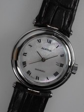 Alpina, schweizer Damenarmbanduhr, ungetragen,Automatik ETA, Perlmuttzifferblatt