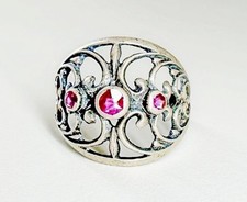 Vintage-Silberring 875 aus der UdSSR , Synthetischer Rubin,Sternstempel.