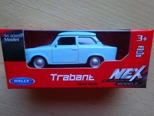 Trabant Trabbi 601  1/60 ca. 7,6cm mit Rückzugmotor blau Oldtimer Modelauto