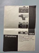 Preisliste 1964 für Edixa Kamerawerk Gebr. Wirgin Wiesbaden