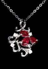 925Silber Kette Rubin Edelstein Echt Vergoldung