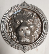 LÖWE Türklopfer Löwenkopf antik/ vintage massiv schwer Messing gebraucht