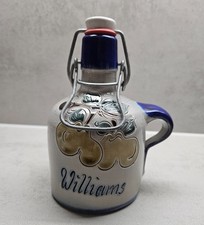 Schnapskrug, Schnapskännchen Steingut grau blau Bügelverschluss „Handarbeit „