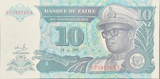 Zaire Banknote 10 Neue Zaire