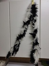 ➰ Vintage: FEDERBOA Schwarz Weiß - Federn Schal ca. 160 cm - 1980er