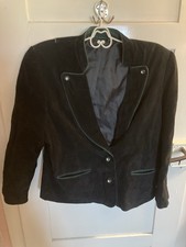 Vintage Trachten Blazer Jacke Leder Janker Stickerei 42