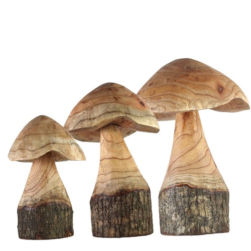 Holzpilz deko set mit - holzpilz-deko,