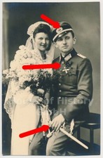117618 Portrait Hochzeitsfoto: Offizier mit Braut, Dolch, HOD, Schirmmütze