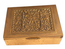 Dose, orig. Markenstempel am Boden. Erhard & Söhne. Scharnier Deckel Holzeinlage