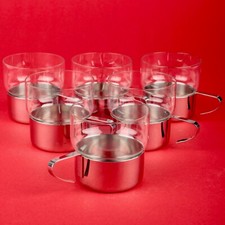 6 WMF Cromargan Teegläser Halter + Punsch Gläser  7 cm Vintage Second Glas