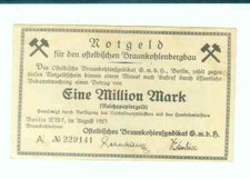 Notgeld ostelbischer Braunkohlenbergbau 1 Millionen Mark