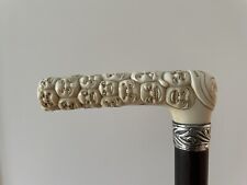 Antiker Spazierstock „Jap. Nö-Masken“ m. CITES-Zert., antique cane/walking stick