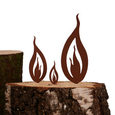 Gartenstecker Flammen 10er-Set, Gartendeko Rostoptik, Garten, Pflanzen