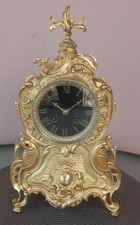 Kaminuhr Rokoko um 1880 Messing Bronze ? Schöne Vergoldung !