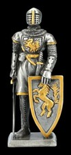 Zinn Ritter Figur mit Schwert und Pferdeschild - Mittelalter Krieger Kämpfer 