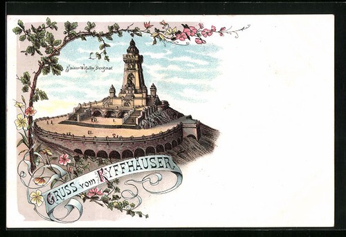 Lithograph kyffhäuser kaiser - lithograph, kyffhäuser,