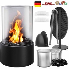 Freistehender Bio-Ethanol Standkamin Dekokamin mit Zubehör Kaminofen anthrazit