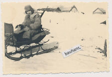 Russland Wehrmacht Soldat auf Schlitten,Fell/Pelzmantel,Karabiner (3929a)