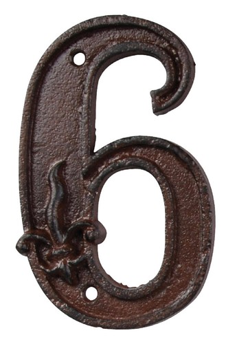Gusseiserne hausnummer - gusseiserne, "6"