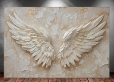 LEINWAND BILD ER XXL ABSTRAKT ENGELSFLÜGEL FLÜGEL ENGEL WEIß GOLD WAND POSTER