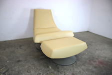 70er Jahre Drehsessel Stuhl Mit Drehhocker Gelb/Beige Vintage Designer