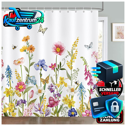 Duschvorhang bunte blumen - duschvorhang,