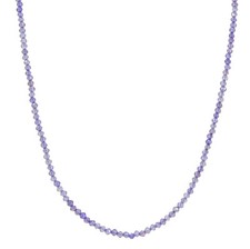 OPERHAUS zarte natürliche Tansanit-Kette Halskette  D-2mm Kugelform 925er Silber