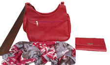 rote Damenhandtasche mit Schaltuch und Geldbörse Eternal Love, Schulterriemen