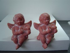 2x Kantensitzer Engel aus Terrakotta - 9,5 cm hoch