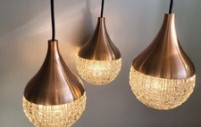 Erco Kaskaden Mid Century Vintage Lampe Glas/Kupfer Pendellampe 70er 60er